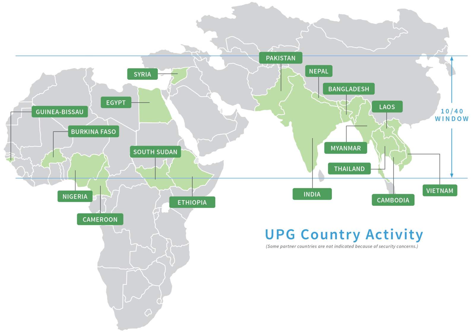 Map of the countries where Filter of Hope serves unreached people groups