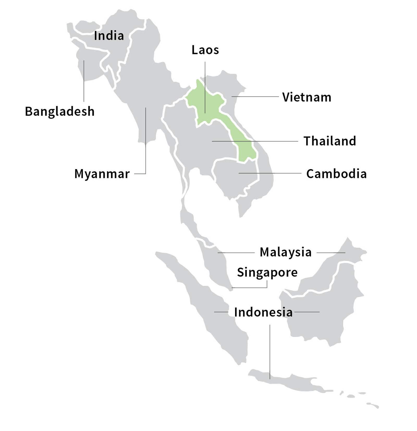 Map of Southeast Asia with Laos highlighted