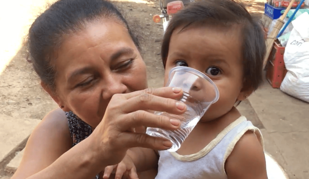 Child drinking clean water